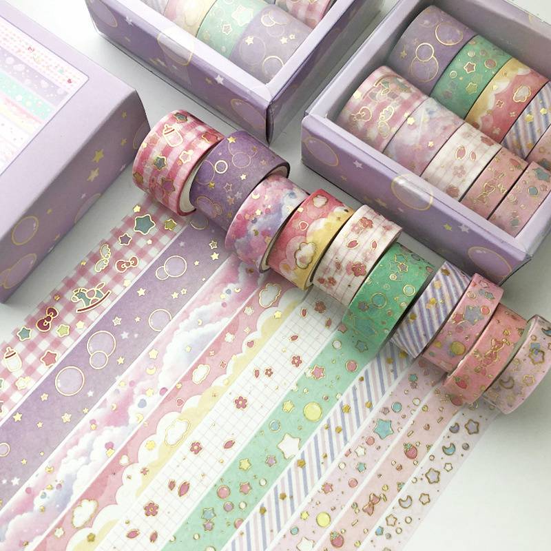 10 db-os Szalagkészlet Kézikönyv Szalag DIY Dekoratív Kézikönyv Szalag Szalag Papír Ragasztó Kreatív