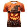 New 3D Printed Trendy Casual Round Neck Short Sleeved Halloween T-shirt Top