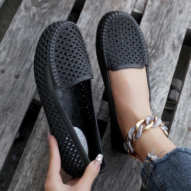 Summer New Large Size Round Head Flat Bottom Comfortable Single Shoes Women's Doudou Shoes
