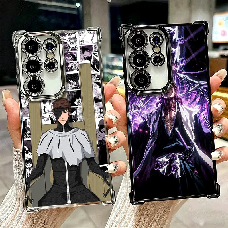 Bleach Aizen Sousuke Plating Phone Case For Samsung Galaxy S24 S25 FE S26 Edge S23 Ultra S22 S21 Plus S20 Anti-Fall Airabag Cove