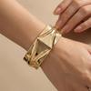 European & American Geometric Heavy Metal Open Bangle Bracelet - Minimalist & Wide Design