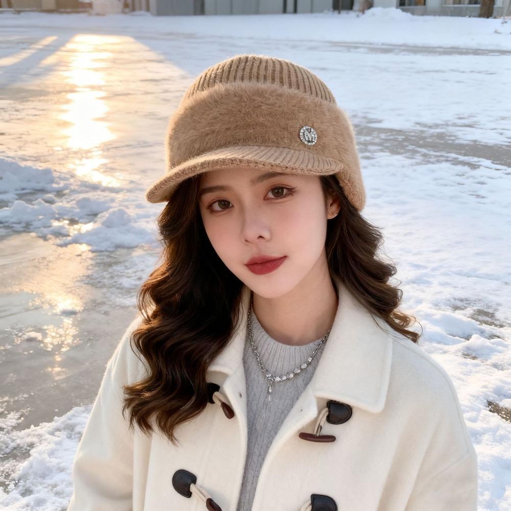 Windproof Knitted Hat Thickened Baseball Cap Fashion Winter Hat for Women