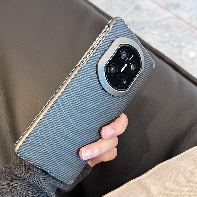 Applicable To Huawei Matex1 Folding Mobile Phone Case, Carbon Fiber Pattern, Central Axis  X1 Collection, Light Plain Leather Anti-drop Case