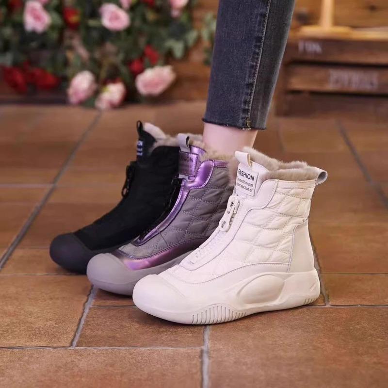 Women Winter Fur Lined Snow Boots Zipper Ankle High Top Non - Slip Warm Outdoor Boots
