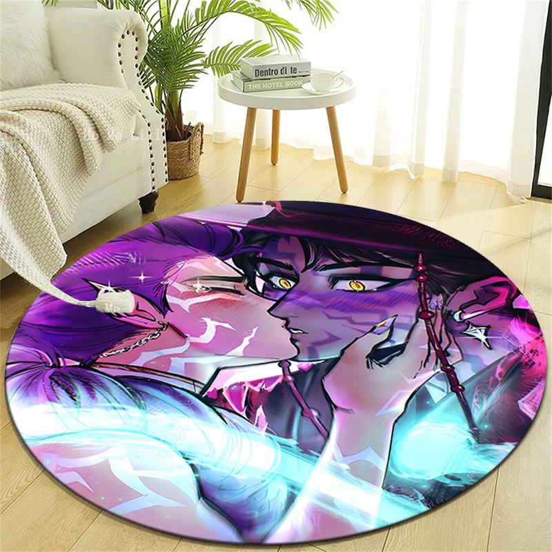 1pc KPop Demon Hunters RUMI8 Design Printed Area Round Carpet for Bedroom Living Room Home Decor Rugs Mat Non Slip Mat Rug for Bedside