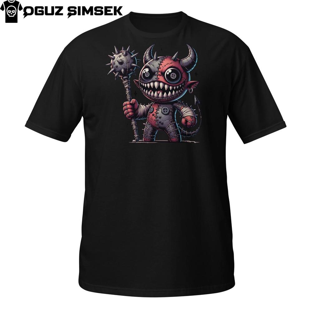 Kampf Plüsch Dämon T-Shirt | Niedliches Gruseliges Stacheliges Monster Design | Horror T-Shirt