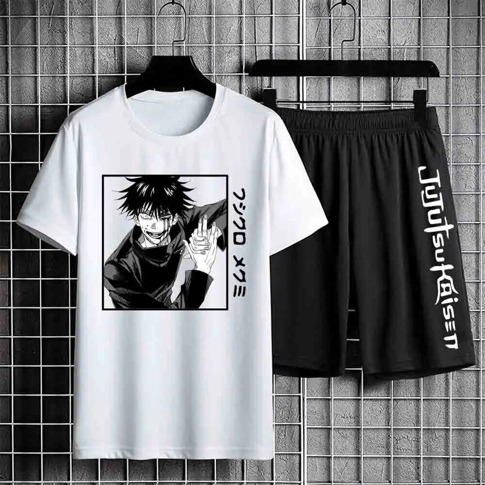 Jujutsu Kaisen T-shirt Set Casual Shorts Anime Print Men's Sets Tracksuit Sweatpants Sportswear Man Summer Fashion Clothing