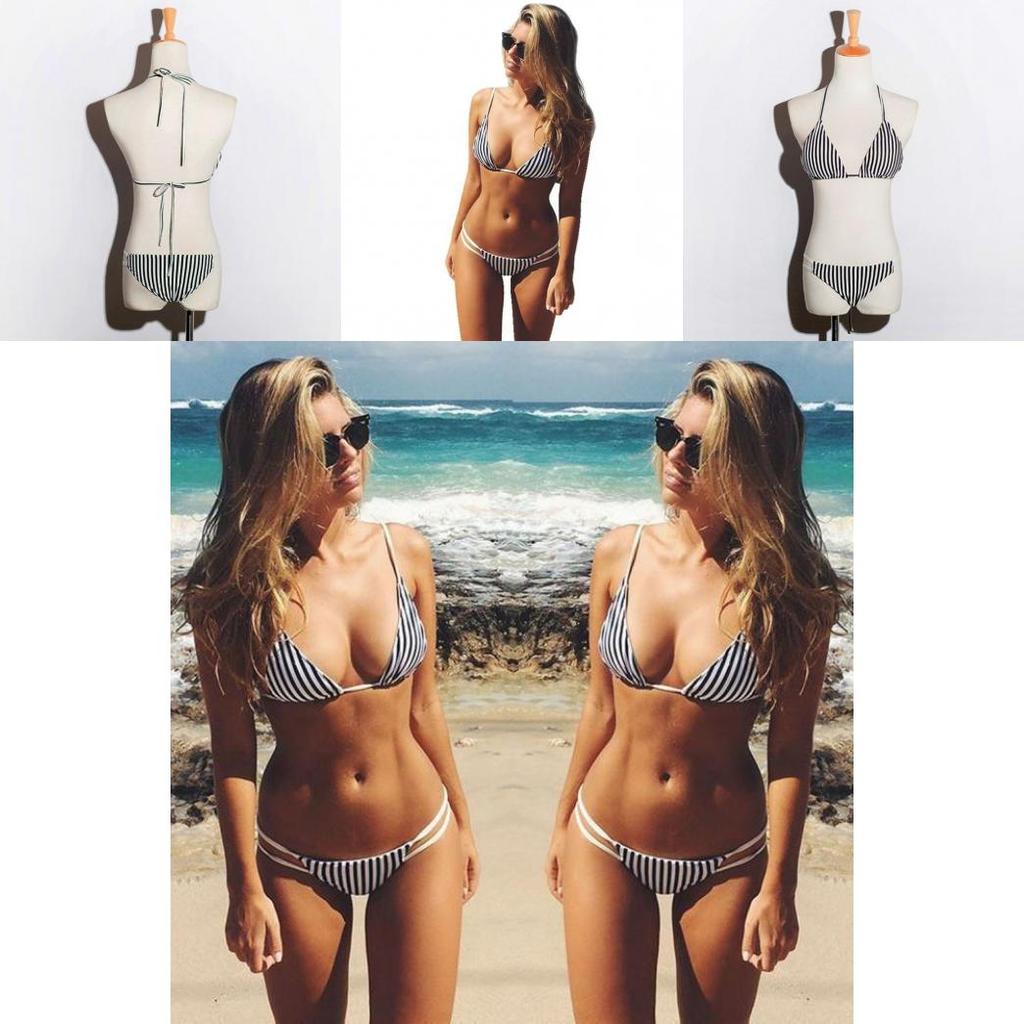 Hochwertiger Damen-Bikini-Set mit Streifen für stilvolle Strandmode und Spaß