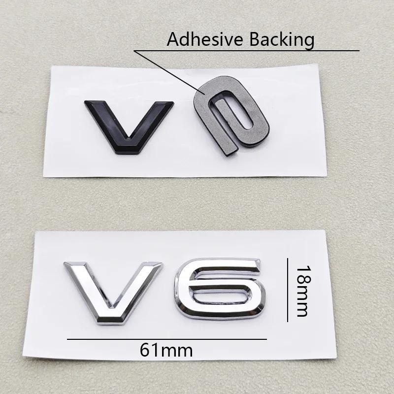 3D ABS Chrome Black Logo V6 Emblem Letters Car Sticker Rear Trunk Badge For Volkswagen VW Touareg Passat Amarok V6 Accessories