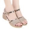 Soft Leather Sandals for Women with Exposed Toes and Sloping Heels Summer Thick and Medium Heels Fashionable Soft Soled Women's Sandals