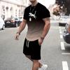 Conjunto de pantalones cortos de manga corta con estampado digital 3D para hombre, pantalones cortos deportivos de calle para exteriores, camiseta informal de verano para uso diario.