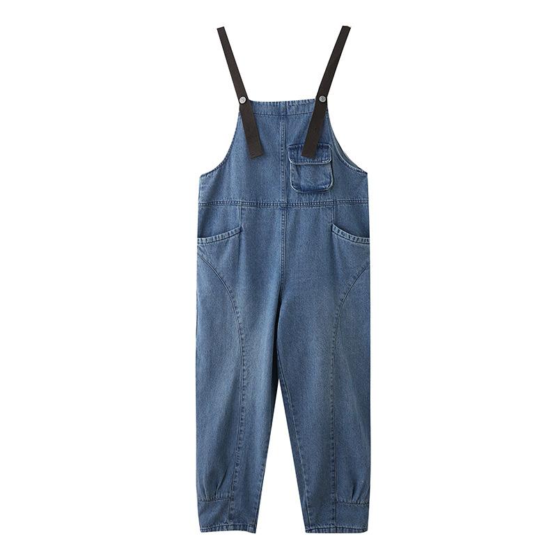 Salopette en jean pour femme Version coréenne Lâche Printemps et Été Rétro Bretelles Pantalon Une pièce