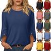 Womens Tops 3/4 Length Sleeve Dressy Casual Blouses For Women Trendy Round Neck T Shirts