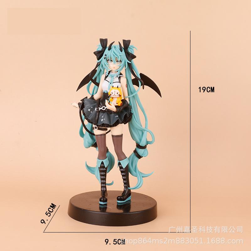 Anime Little Devil Hatsune Miku Premium Action Figure 2D Style Model Raccoonthemed Devil Miku Collectible Decorative Ornament