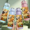 1PC Puppy Pile Basket Fluffy 750ml Color Plastic Sports Water Bottle Leakproof Flip Straw Lid Suitable for Sports Office Home Use
