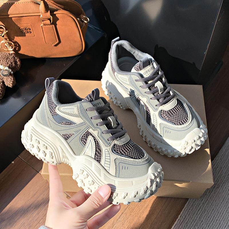 2025 New Dad Shoes Women's Shoes Popular Spring and Autumn Super Fire Versatile Muffin Thick Sole Heightening Sports and Leisure Shoes