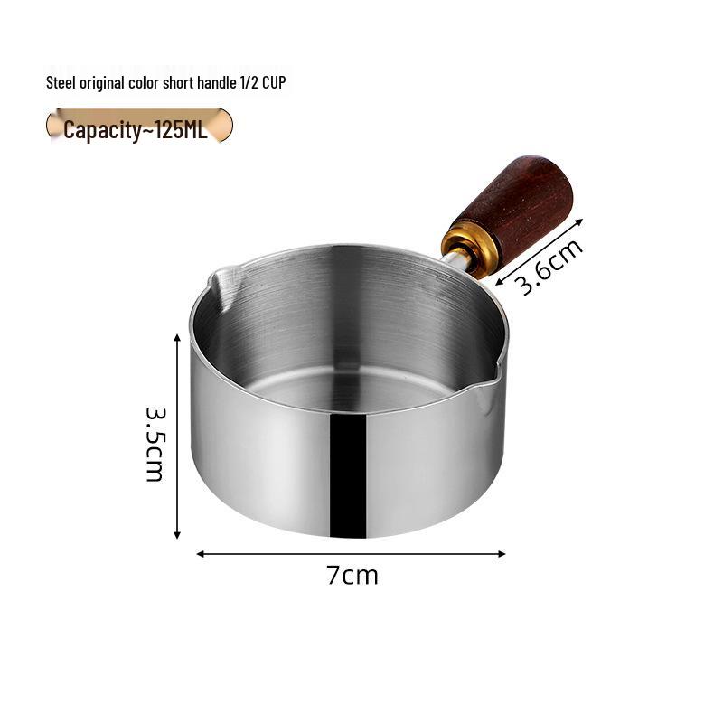 304 Stainless Steel Sauce Cup with Wooden Handle, Custom Logo, Multiple Specifications - Ideal for Steakhouses & Restaurants.