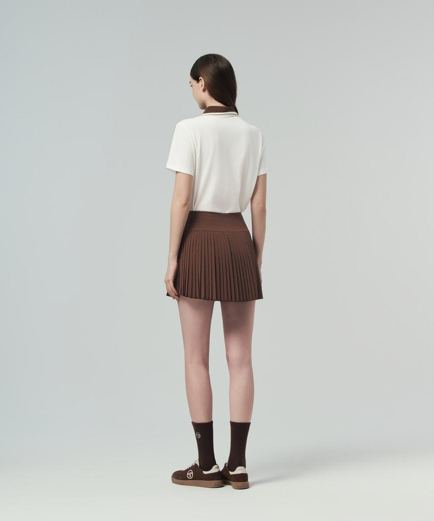 SERGIO TACCHINI W High-Waisted Woven Pleated Skirt (D.Brown)