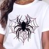 New Spider Printed Round Neck Short Sleeve Unisexs Casual Fit Versatile Basic Tshirt Heart Spider Web Pattern Top For Daily