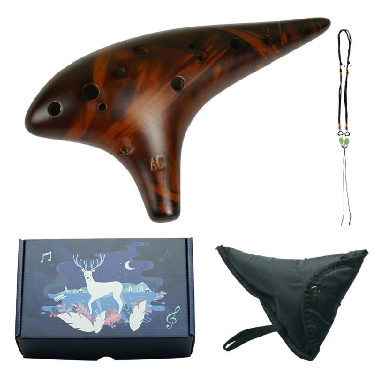 User Friendly Ceramic 12 Hole Ocarina Beginner Wind Instrument Sound Expression for Classroom Instruction and Outdoor