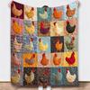 Weiche Flanelldecke mit buntem Hahn-Karomuster Samt-Fleece-Überwurfdecke für Couch, Bett, Reise, Bauernhof-Quilt