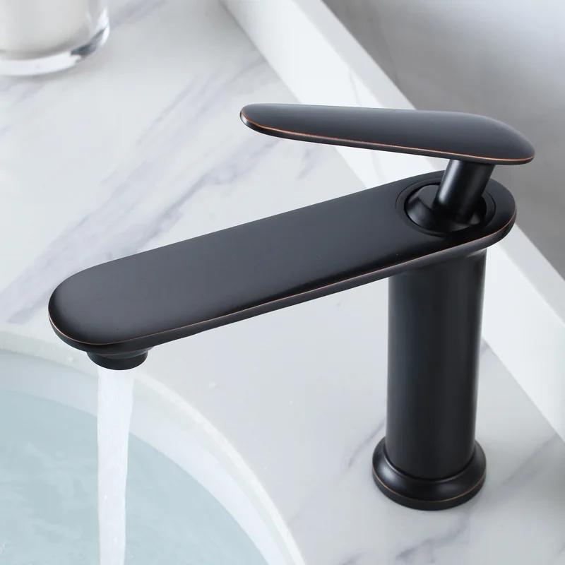 Northern Europe Basin Faucet Hot Cold Mixers Taps Deck Mount Bathroom Sink Faucets Single Handle White Black Gold