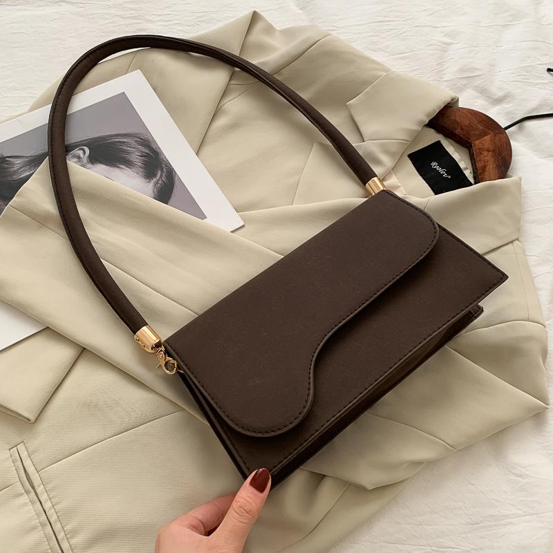 Monochromatic Shoulder Bag for Women Simple Displacement Bag Retro French-style Shoulder Bag High-quality Textured Bag New