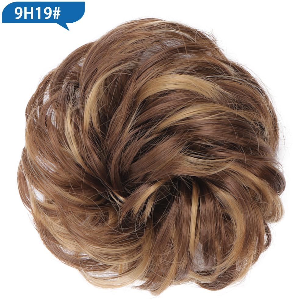 Haarknoten, Haarteil, dunkelbraun, Messy Bun, Haarverlängerung, für Damen, gewellt, lockig, Hochsteckfrisur, Haargummi, elastisch