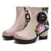 Mode GKTINOO Damen Echtleder Stiefel 2025 Mode Handgefertigt Retro Stiefel Hohe Absätze Stiefeletten Damen Rindsleder Blumen Schuhe