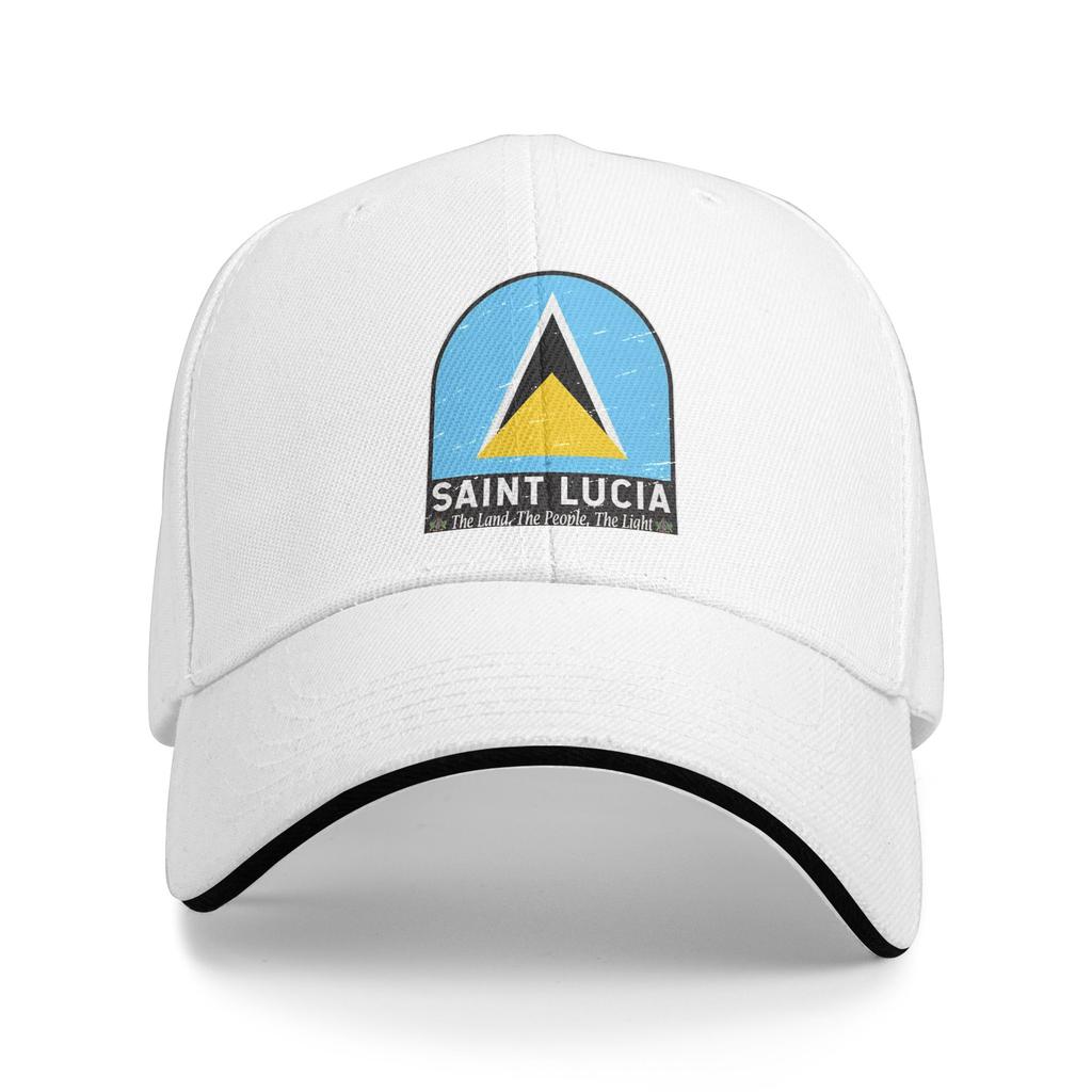 Saint Lucia Flag Baseball Caps Casual Sandwich Cap Unisex Style Breathable Headwear Workouts