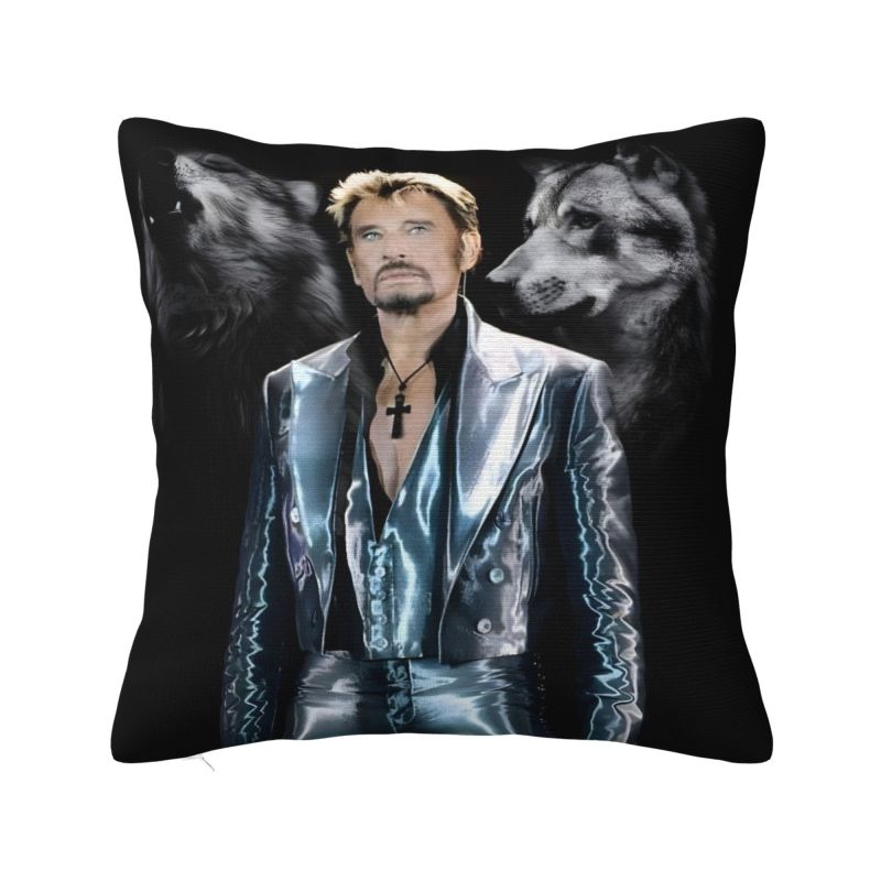 Johnny Hallyday Throw Pillow Case Decoracion D Print French Singer Rock Music Sofa Cushion Cover Polyester Soft Pillowcase