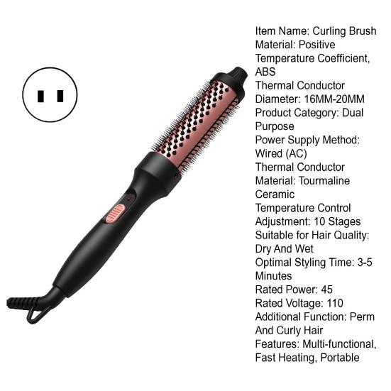 Wired Curling Brush Multi-functional Thermal Brush Fast Heating Negative Ion Round Brush Electric Hair Straightening Curling Wand Tools