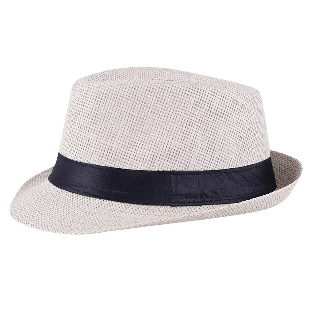 Classic Panama Hat Unisex Gangster Cap Beach Sun Hat Band Sunhat