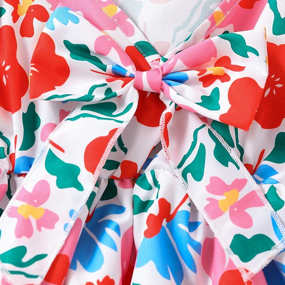 Dress For Girls 8-11Y Birthday Korean Style Fashion Floral Print Princess Dress - Casual Short Sleeve Tropical Vacation Puff Sleeve Dress