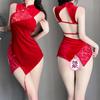 Erotische Dessous Damen sexy Cheongsam Uniform Verführung Flirten kleine Brüste heißer Pyjama Leidenschaft Anzug