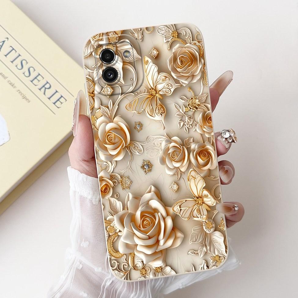 For Samsung Galaxy A03 Case Cover Luxury Fashion Flower Kawaii Cute Shockproof Phone Case For Samsung SM-A035F SM-A035M SM-A035G