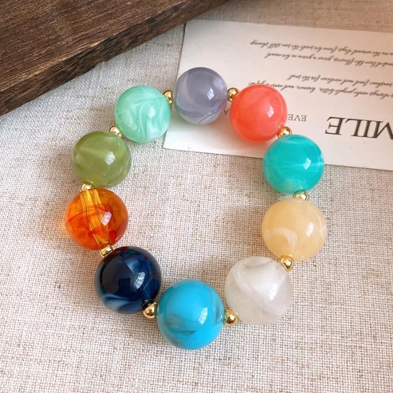Colorful Bohemian Acrylic Beaded Choker Handmade Unique Necklace for Women Summer Beach Party Jewelry