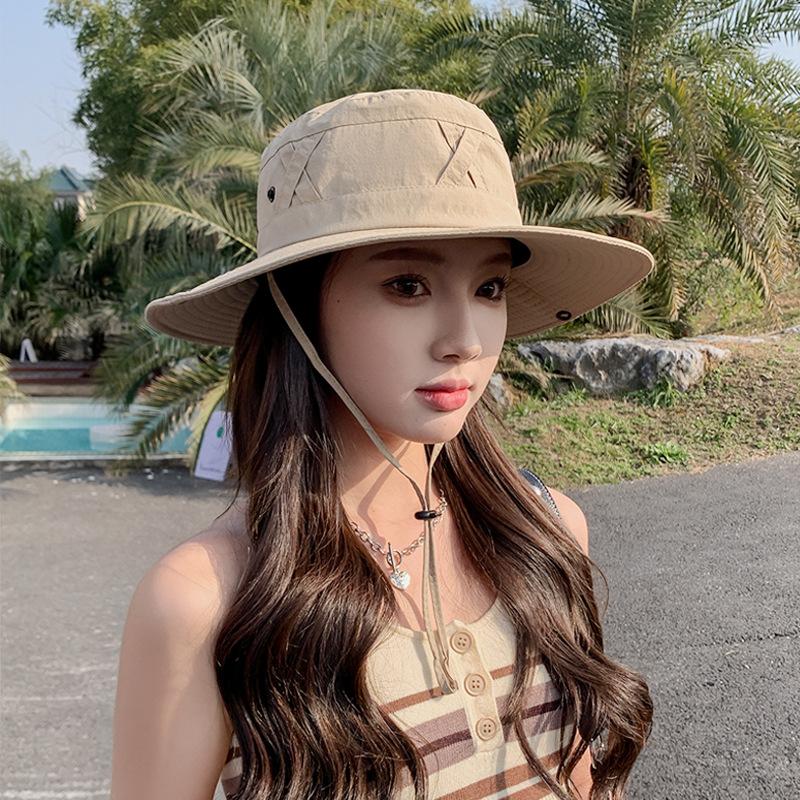 9230 Summer Big Brim Sun Hat Spring and Autumn Outdoor Mountaineering Fishing Hat Female Sunshade Breathable Bucket Hat