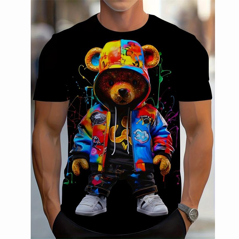 Cartoon Bears Graphic T-Shirt For Men Kids 3D Printed Cute Animal T Shirts Summer Fashion Short Sleeve Round Neck Y2K Tees