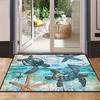 1pc Sea Turtle Ocean-Themed Non-Slip Door Mat Blue Teal Design with Starfish Compass Use Perfect Bedroom Entryway Office Decor