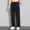 Herren Sporthose aus Eisseide, schnelltrocknend, lockere Seitentaschen, Kordelzug, elastische Taille, einfarbig, für Fitnessstudio, Training, Jogging, lange Hose