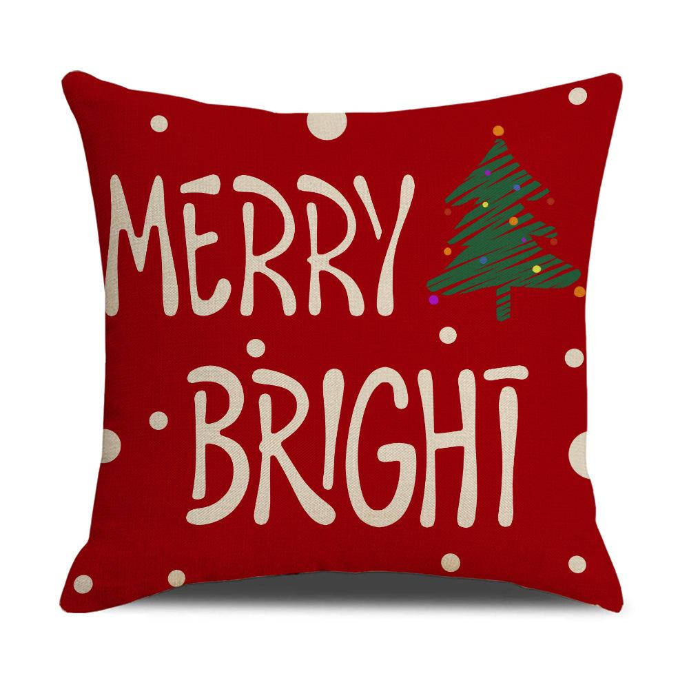 Christmas Snowman Printed Throw Pillow Cover Linen Christmas Sofa Decoration Bedroom Bedside Pillow Cover Cushion Cover