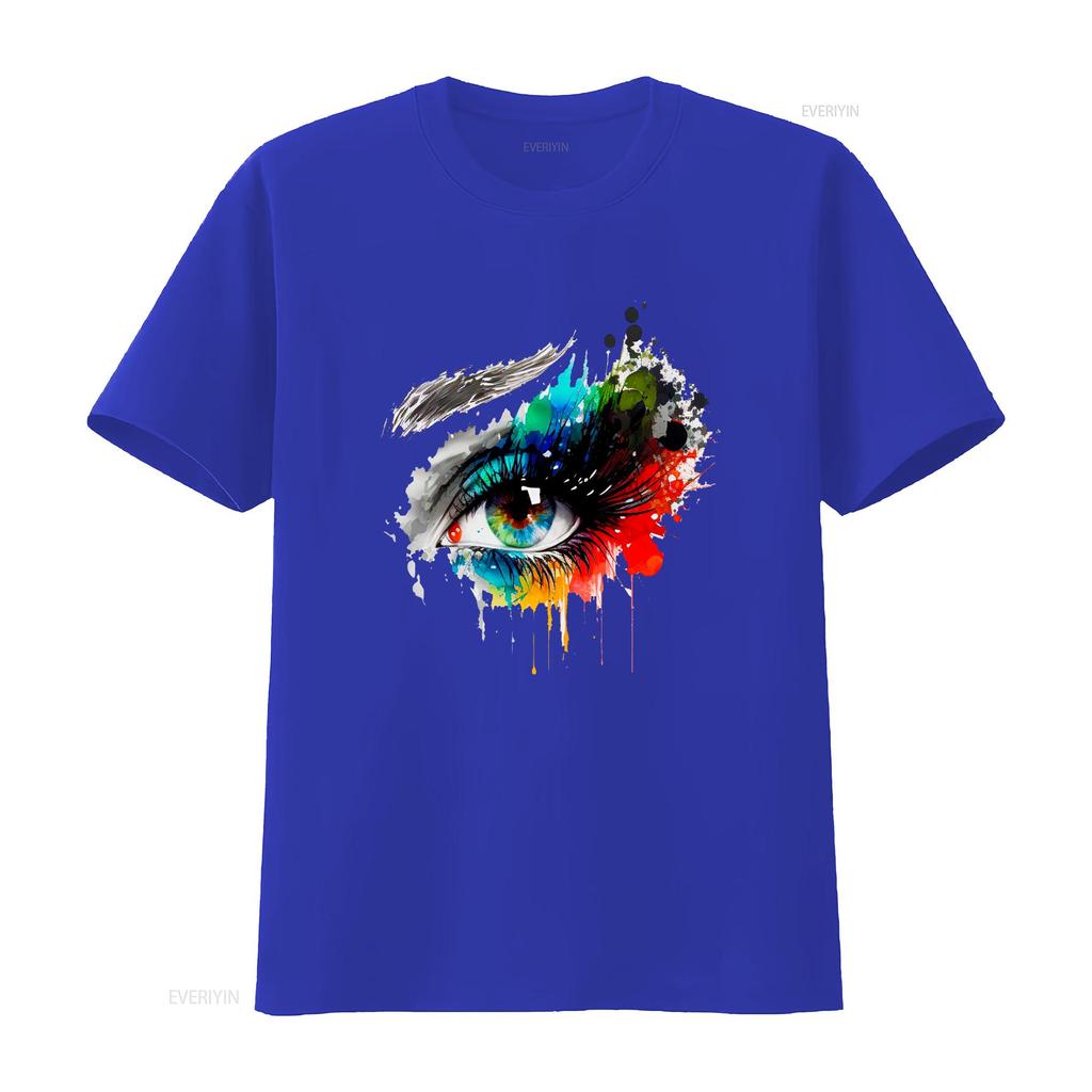 Organic Cotton T Shirt Colorseyess Colorful Eye Elegant Color Vintage Washed Homme Stylish Top For Everyday Wear Versatile