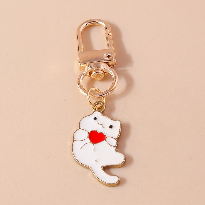 Aihua Cute Enamel Puppy Cats Keychain for Women Girls BFF Bestfriends Handbag Pendant Birthday Jewelry Gifts