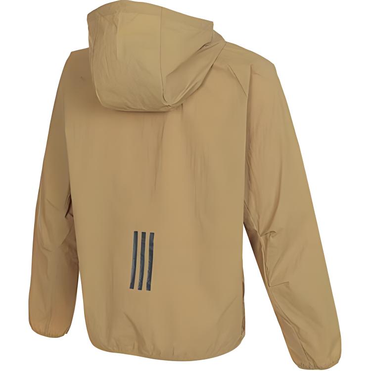 adidas Lightweight Woven Jacket With Hood And Zip Men Outerwear Yellow Tan JI8659