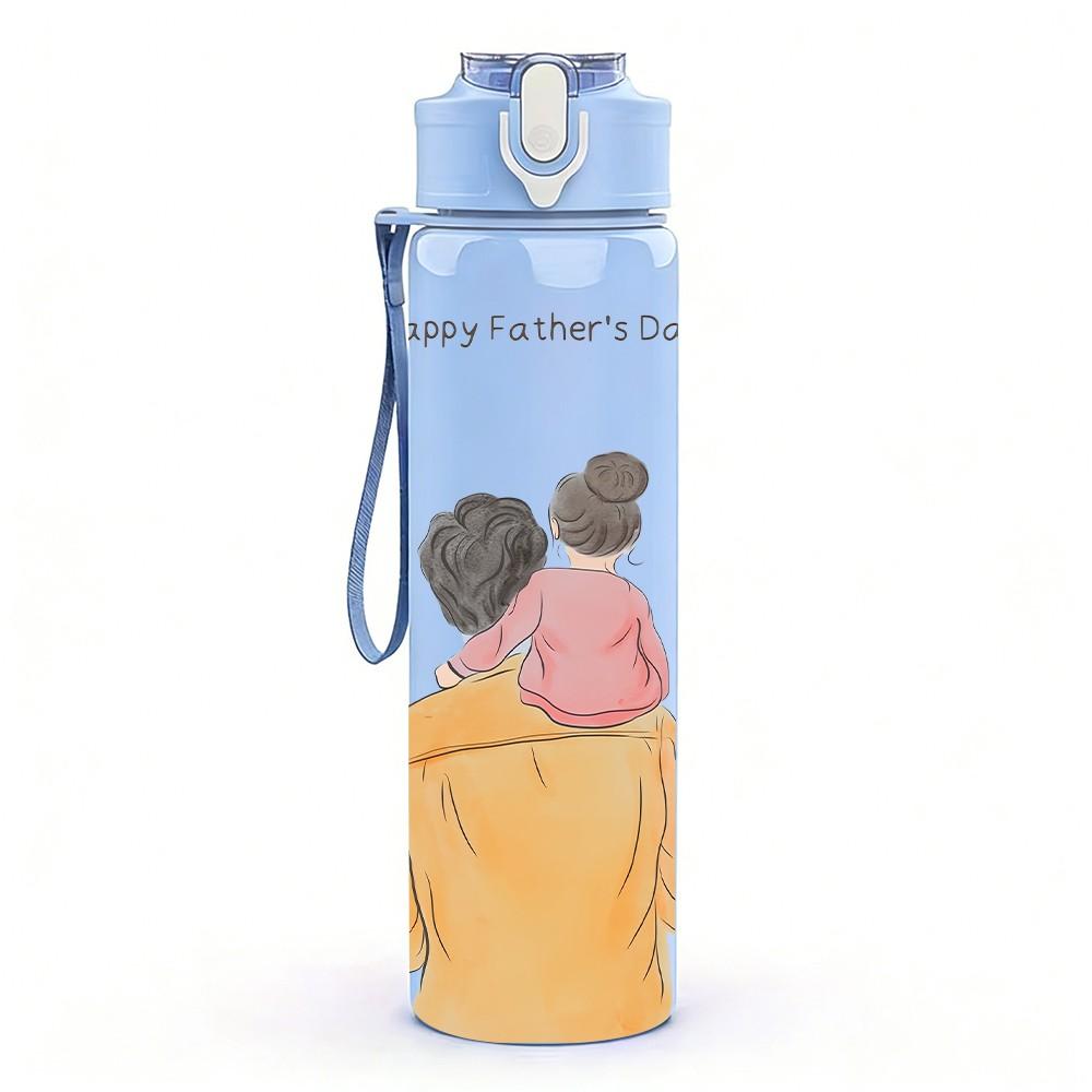 1PC Mothers Day Mom Kid Back View Print 750ml Color Plastic Sports Water Bottle Leakproof Flip Straw Lid Suitable for Sports Office Home Use
