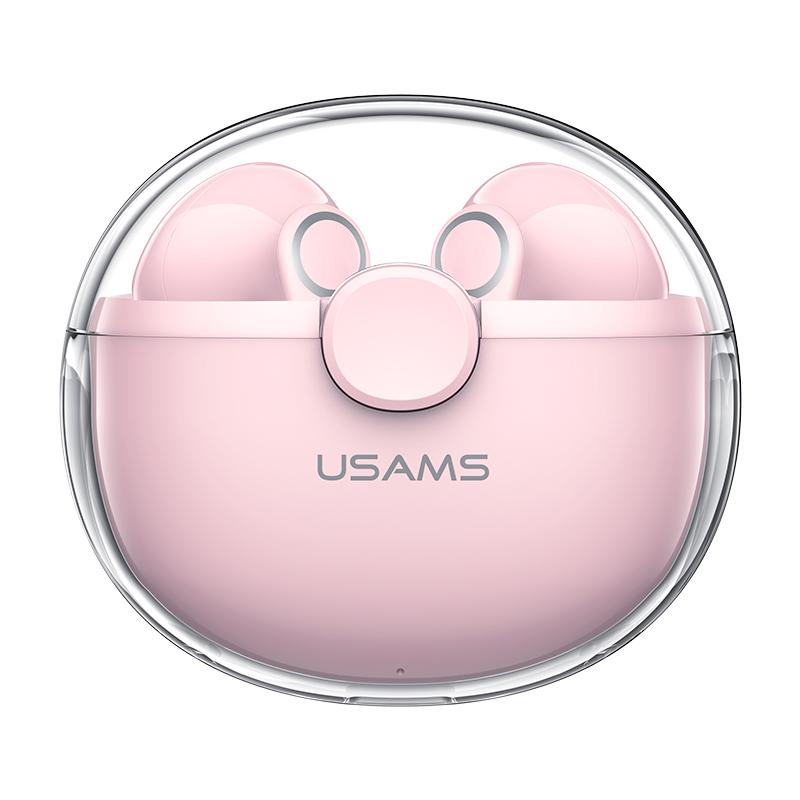 USAMS Bluetooth 5.1 TWS juhtmevaba kõrvaklapp läbipaistev korpusega peakomplekt stereomüra vähendamine bassi puutejuhtimine pikk ooterežiim 300 mAH
