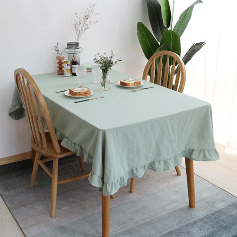 White Tablecloth Washable Vintage Ruffle Trim Table Cover For Boho Wedding Tabletop Bridal Baby Shower Birthday Party Decoration