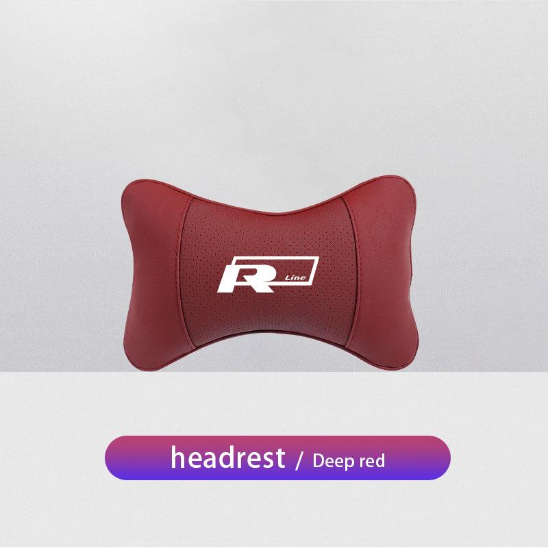 VW Car Leather Headrest Seat Head Support Neck Pillow For Volkswagen Polo Golf GTI CC Tiguan Arteon Passat Jetta Touareg ID.3 Nq5