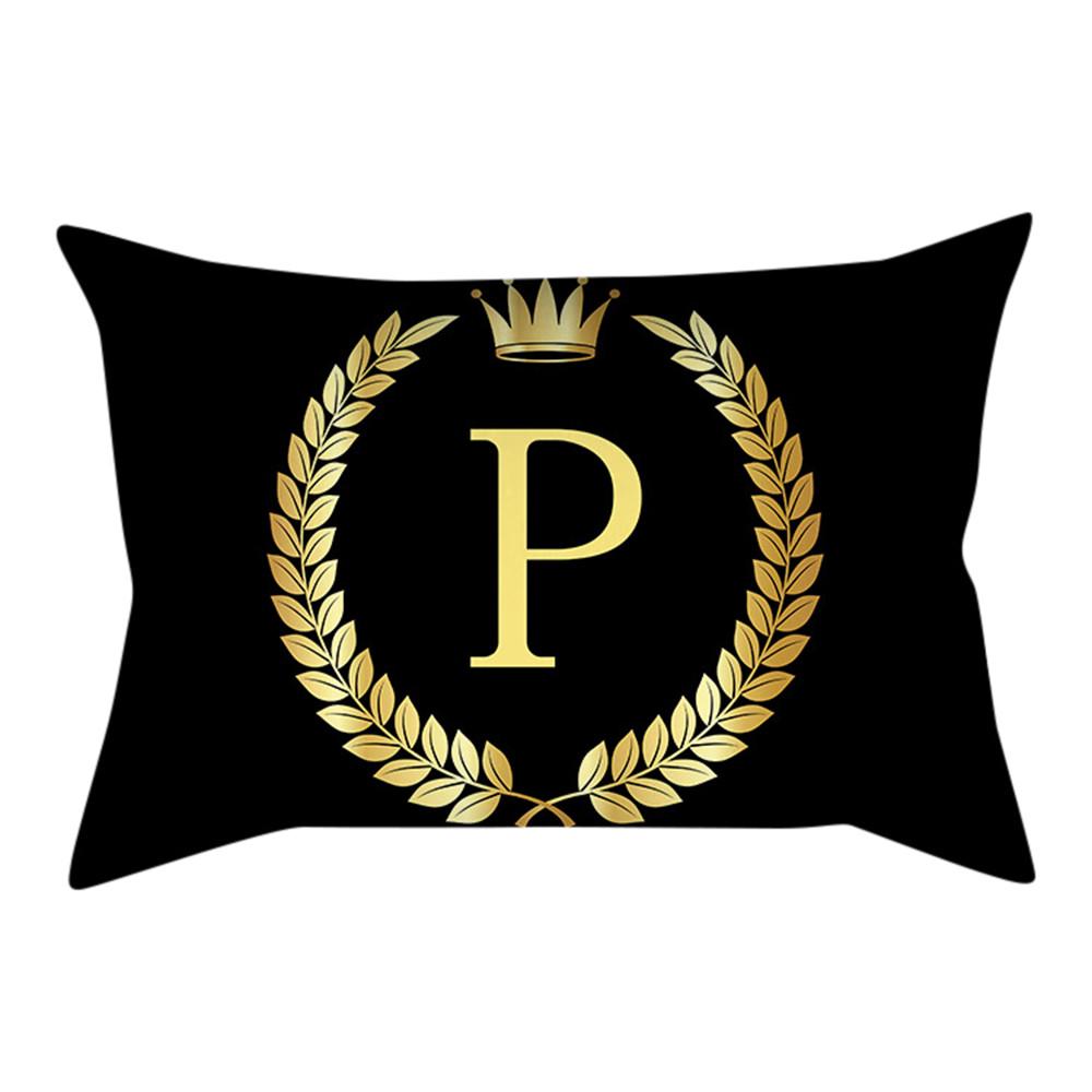 Pillow Cover Black and Gold Letter Pillowcase Sofa Cushion Cover Home Decor